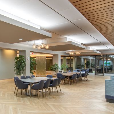 Interface Natural Woodgrains plank LVT in lobby